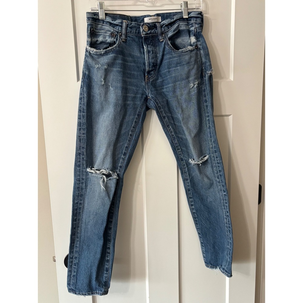 Moussy Vintage Distressed Skinny Jeans Blue Medium Wash Made in Japan Size 26